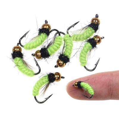 Fluorescent Nymph Scud Bug Worm Fly UV Brass Bead Head Fishng Flies
