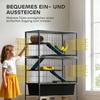 5 Levels Rolling Small Animal Cage with Non Slip Ramps, Slide Out 16cm Deep Tray, 88 X 48 X 150.5cm, Dark Grey