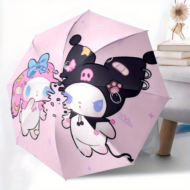 1pc My Melody and Kurome Cinnamoroll Automatic Opening and Closing Umbrella, Lightweight 3-Fold, With Cute Cartoon Characters, Suitable for Home, Outd