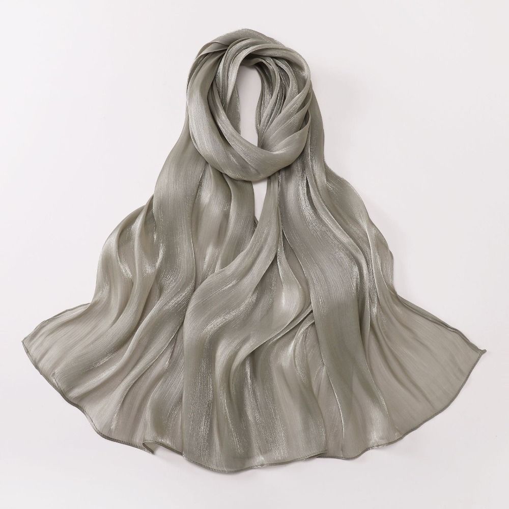 Shining Sunscreen shawl Solid Color Ramadan Long Scarf High Qulaity Silk Scarf Outdoor