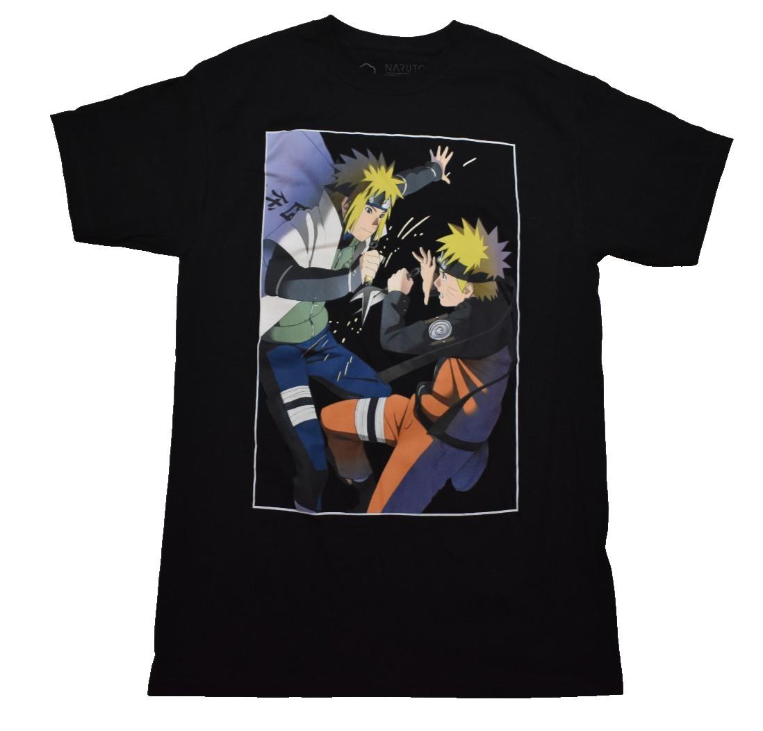 Naruto Shippuden Мужская Черная Футболка с Графикой Naruto Battle Аниме Новая Средняя 3XL
