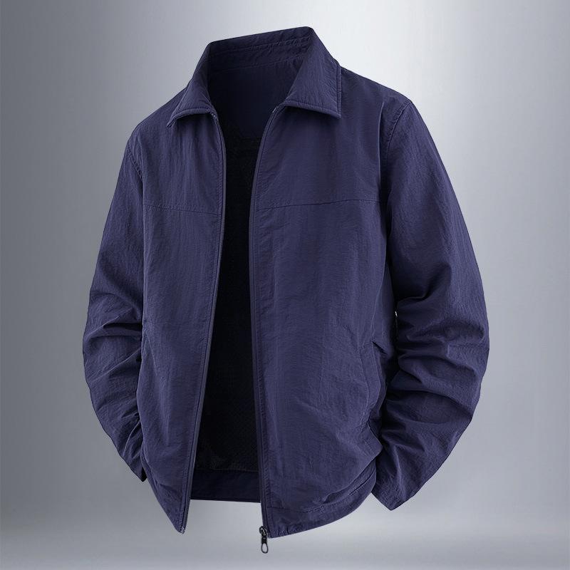 Men's Windproof Lapel Coat: 2025 New Style Solid Color Loose Casual Business Jacket for Spring & Autumn