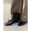 Minimalist Temperament Maillard Short Boots Square Head High-end Black Short Boots Woflat Chelsea Boots Thin Boots