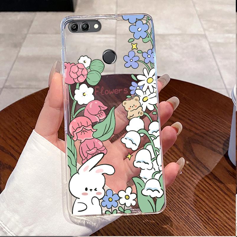 Case For Huawei Y92018 FLA-LX1 Y9 2018 Casing Clear Luxury Cute Love Heart Rabbit Funny TPU Soft Silicone Phone Case Back Cover