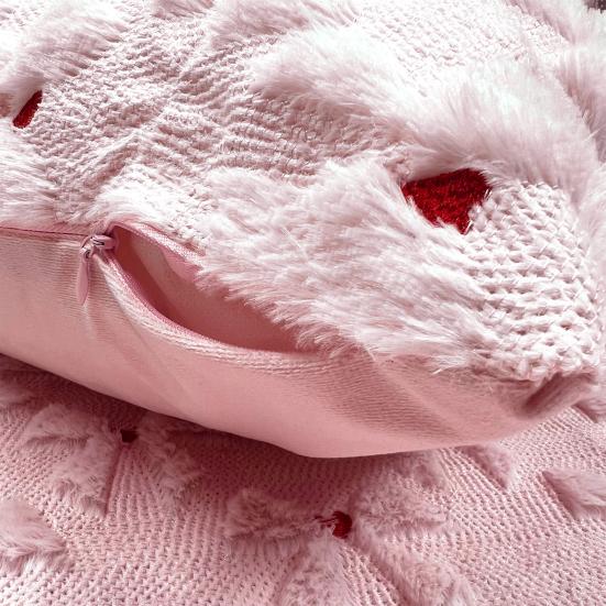 Throw Pillowcase Bowknot Heart Pattern Valentine Day Decorative Throw Pillow Cover Sofa Chair Patio Car Pillow Cushion