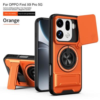 Funda con Soporte Magnético para Coche Integrado para Oppo Find X9 Pro Find X 9 X9pro Cubierta Protectora de Lente Deslizante Funda Dura a Prueba de Golpes