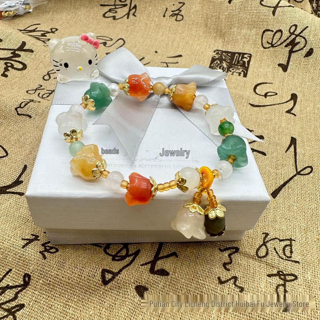 Elegant Jade Lily of the Valley Silk Bodhi Bracelet - Luxurious Chinese Style Festival Gift for Men & Women