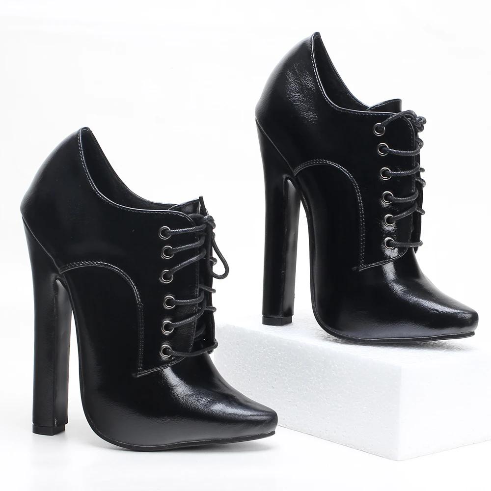 Scarpe con Tacco Alto da 6 Pollici Allacciatura Punta Acuta Unisex Fetishheels Vintage Drag Queen Pump