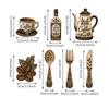 Coffee Themed Kitchen Wall Decor Set of 7 - Retro Wooden Hanging for Home Coffee Bar
