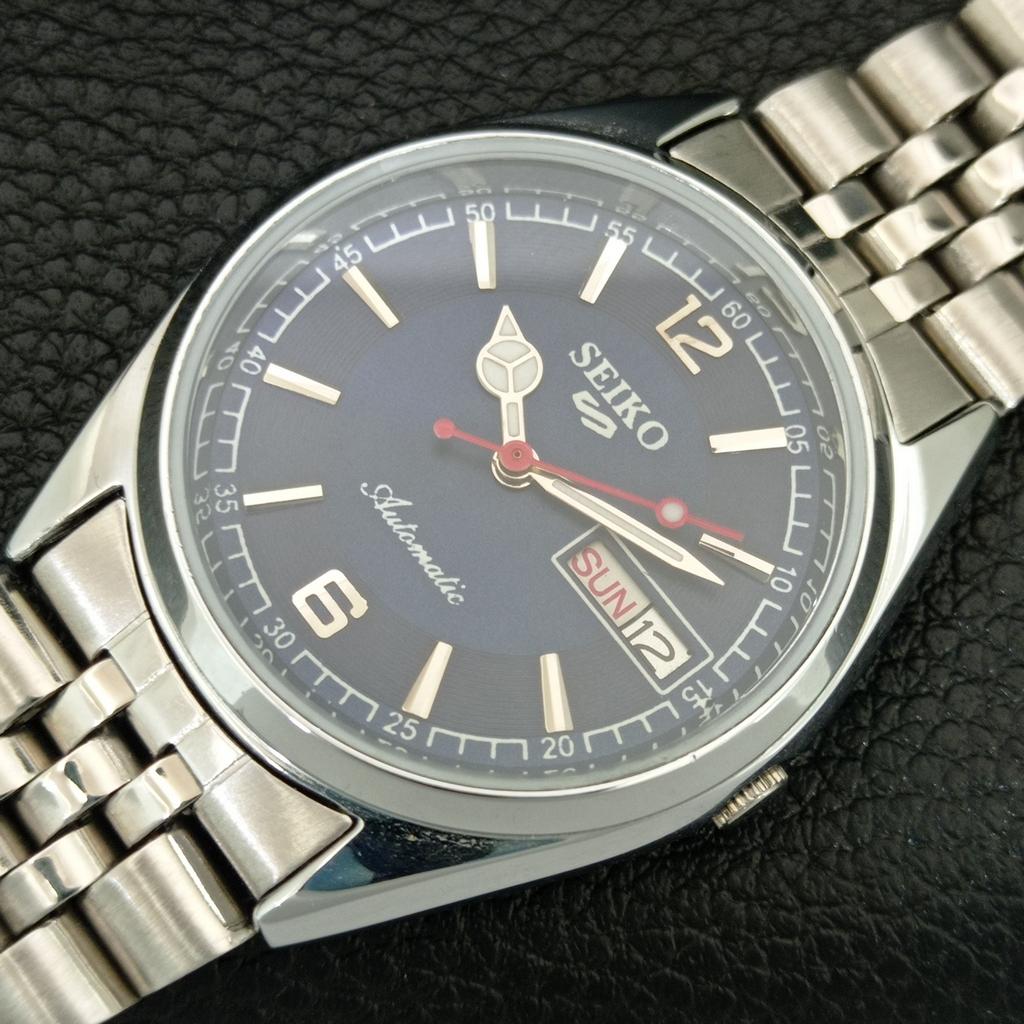 VINTAGE SEIKO 5 AUTOMATIC 6309A REFURBISHED JAPAN MENS BLUE DIAL WATCH A444346-1