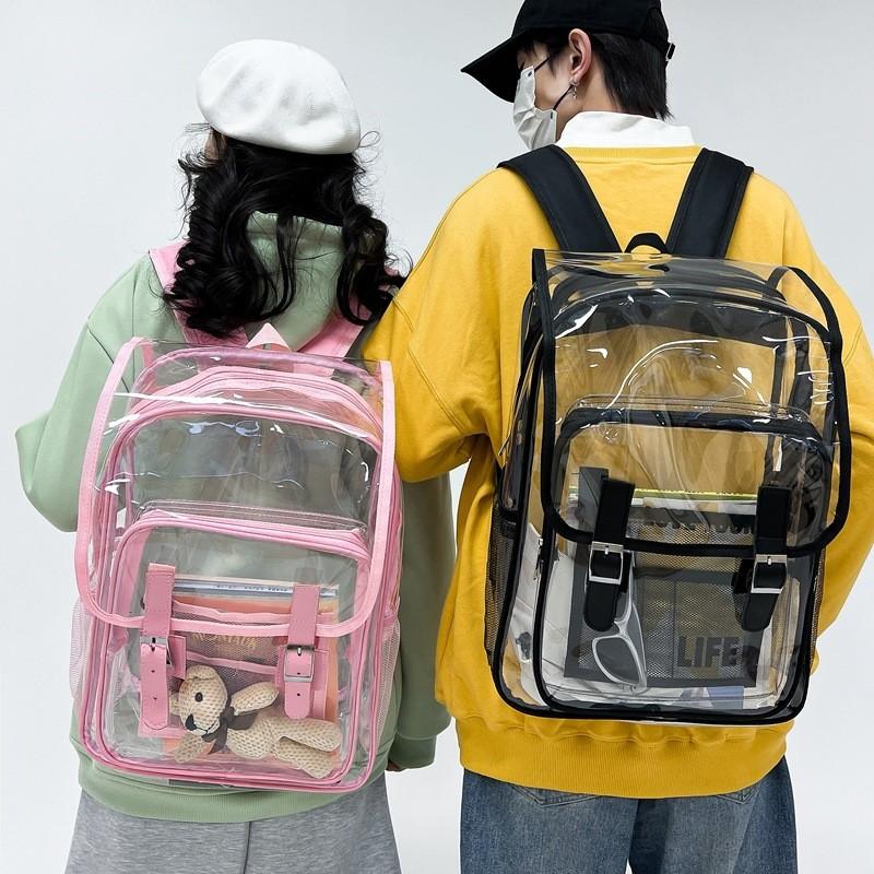 Pvc Transparent Flap Backpack With Waterproof Design For Travel And Sports Use