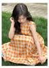 Girls' Summer Plaid Sleeveless Dress: Korean Style Loose Princess Dress for Middle and Older Children