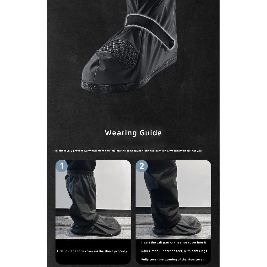 SCOYCO Motorcycle High Tube Rain Boots Covers Waterproof Rainproof Non-Slip Motocross Scooter Reusable Riding Rain Shoes Cover