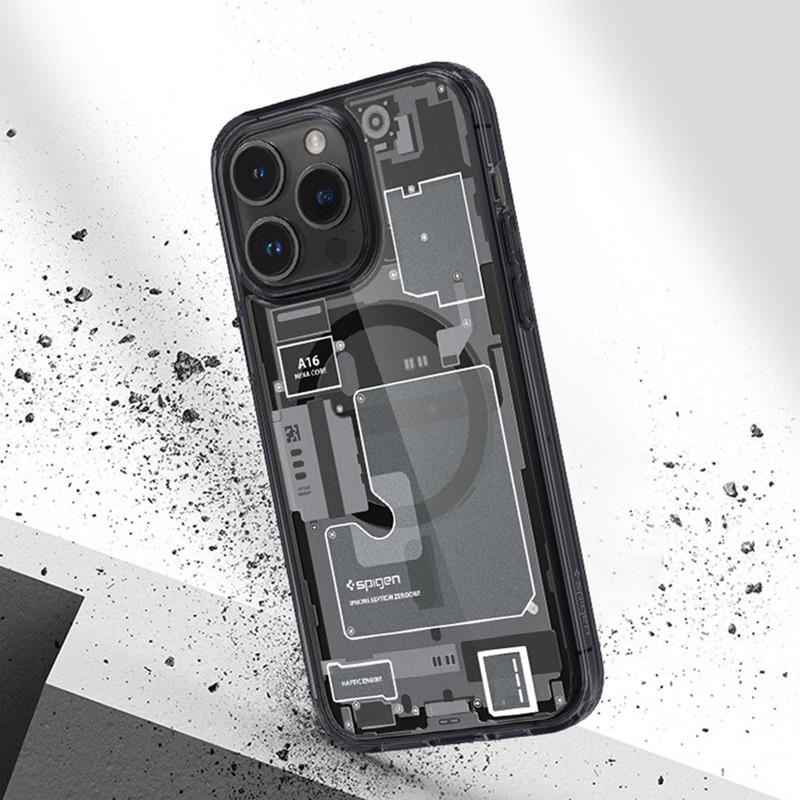 Luxury Spigen Circuit Board Phone Case For iPhone 15 14 13 12 11 Pro Max Plus Magsafe Magnetic Wireless Charging Acrylic Cover