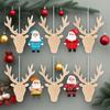 50PCS Christmas Ornaments Reindeer Hanging Pendants Unfinished Blank Wooden Reindeer Head Shape Plywood Deer Cutout for DIY