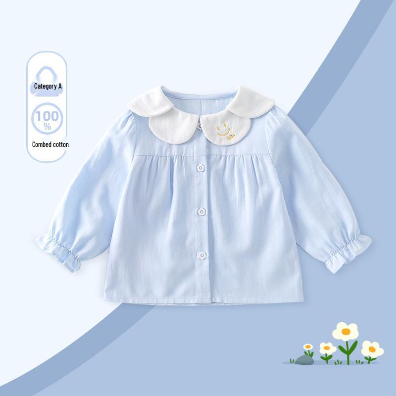 2026 Girls' Long Sleeve Doll Collar Shirt for Autumn and Spring