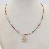 Santa Snowflake Seed Bead Necklace with Alloy Pendant