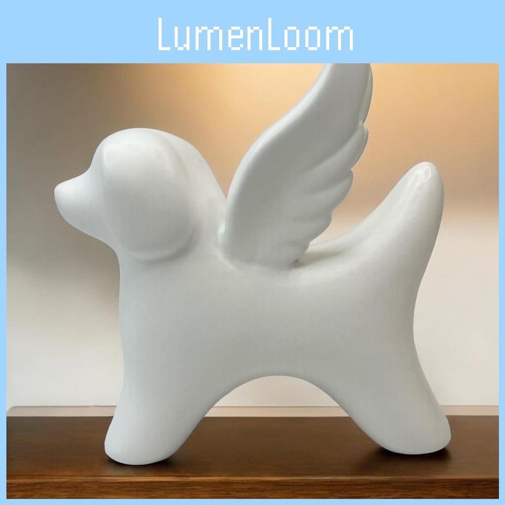 Exquisite Angel Wings Dog Sculpture Modern Resin Art For Home And Garden Dcor