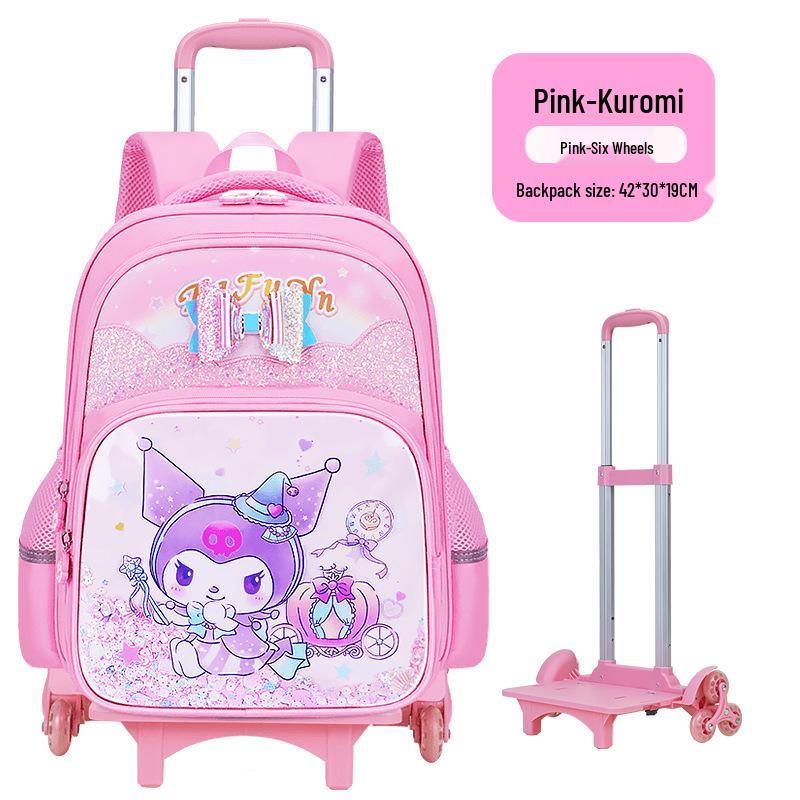 Lightweight Trolley Schoolbag for Primary School Girls - Large Capacity Backpack for Grades 1-6