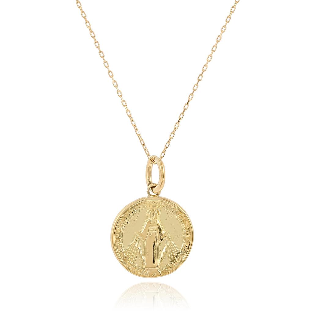 18K Yellow Gold Medal M Necklace DPD54067 with Exclusive Box [D Collection]