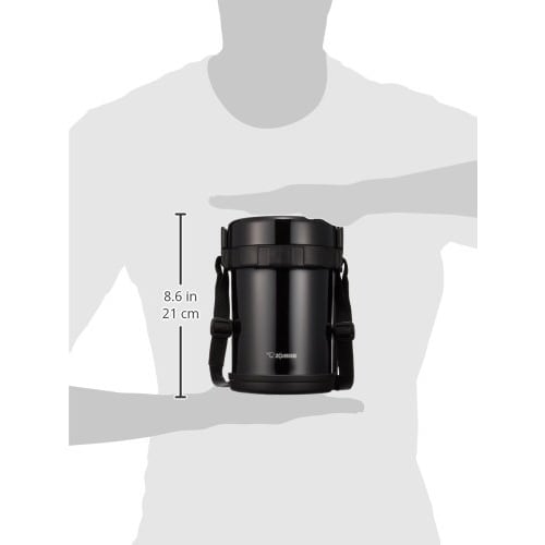 ZOJIRUSHI Insulated Lunch Box, Stainless Steel Lunch Jar, Tea Bowl, Approximately 3 Cups, Approximately 1.2 Cups, Microwave Safe, Black SL-GH18-BA