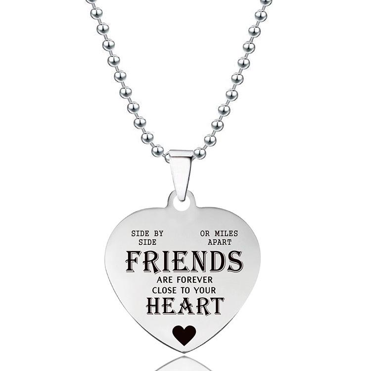 European & American Titanium Steel Heart Pendant Necklace - Engraved Love Heart & Stainless Steel, Ideal Christmas Gift