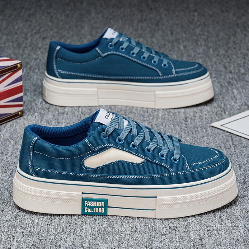 Pánské plátěné boty jaro 2025 nový korejský trend džínově modré plátěnky pro mládež sportovní a volnočasové 4546