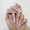 Gradient Pink Extra Long Ballet Wearable False Nail Art Stickers - Waterproof