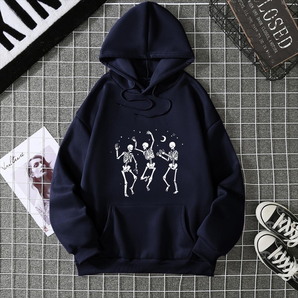 Mingxin Cross-border Women's Clothing Supply Chain Halloween Three-person Skull New Sweater Loose Large Size Women's Coat