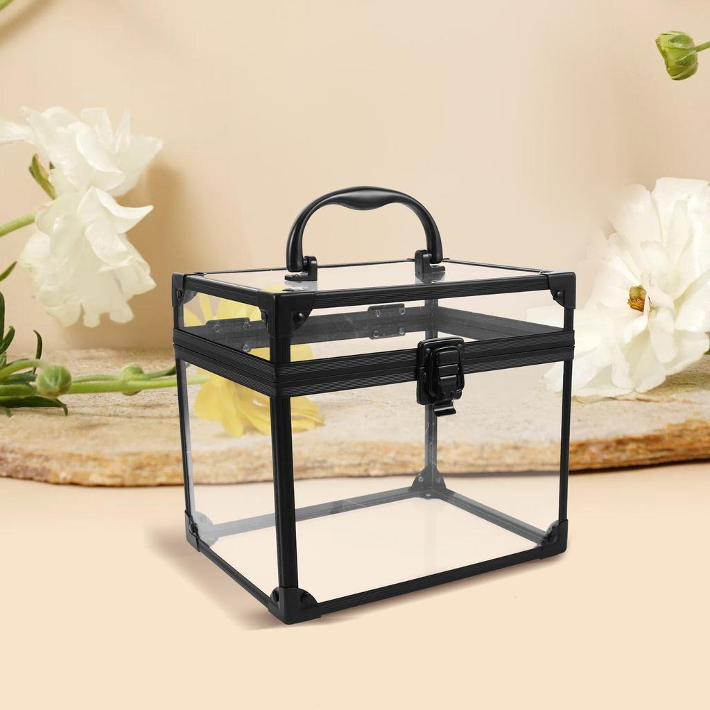 Vinyl Record Storage Box with Carry Handle Acrylic Album Organizer Case for Dust Free Display and Transport in Living Room Study