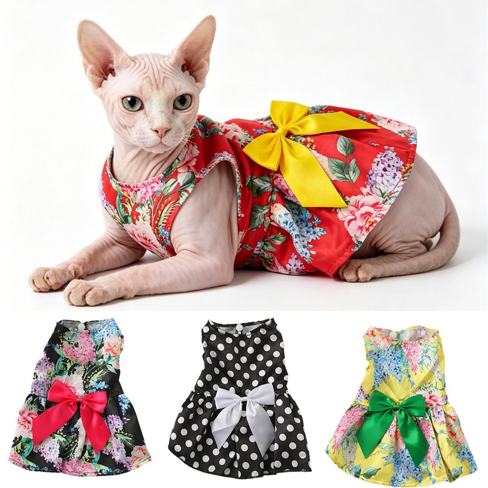 Beautiful Print Sphynx Cat Skirt Dress for Cats Gotas Summer Pet Clothes Kitten Kedi Dresses Mascotas Clothing Disfraz Perro