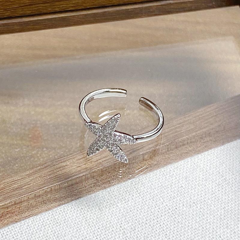 Day Cold Wind Zircon Light Luxury High Sense Open Ring Exquisite Geometric Personality Niche Ring Woman