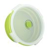 800ml Round Silicone Bento Box Collapsible Lunch Box Microwave Food Container (Light Green)