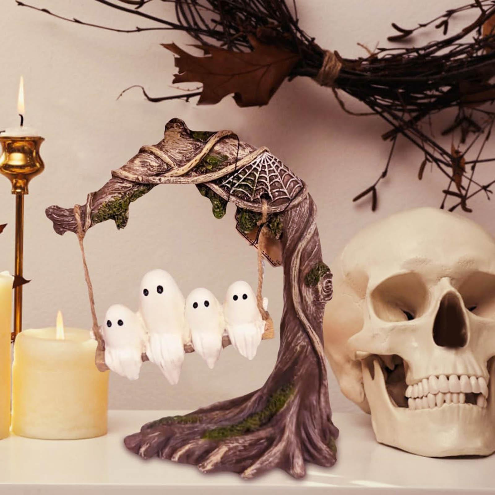 

Halloween Swing Ghost Statue Resin Spooky Figurine Desktop Ornament Bookshelf Decor Garden Patio Lawn Halloween Decorations One Size белый