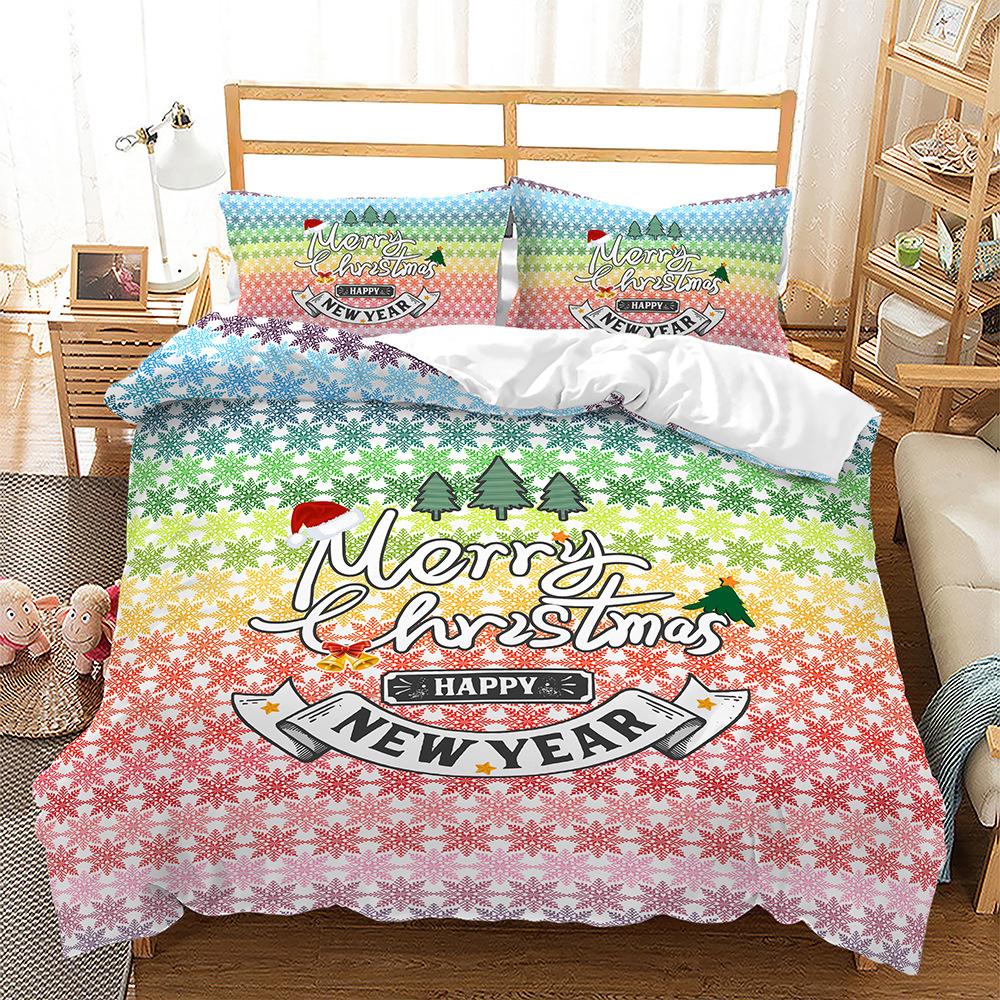 Navidad Plaid Merry Christmas Tree Duvet Cover Twin King Festival Santa Deer Bedding Set Polyester Quilt For Adults Home Decor