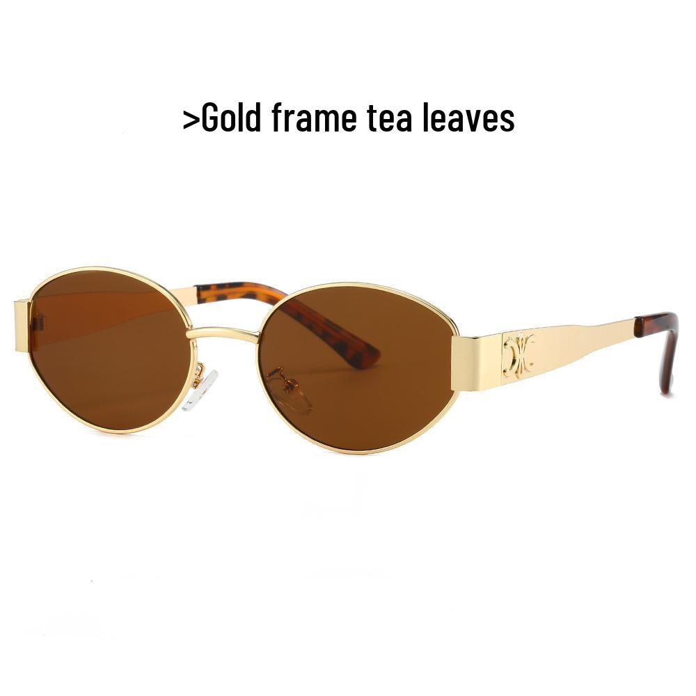 Trendy Oval Frame Metal Sunglasses 9521 - European & American Style