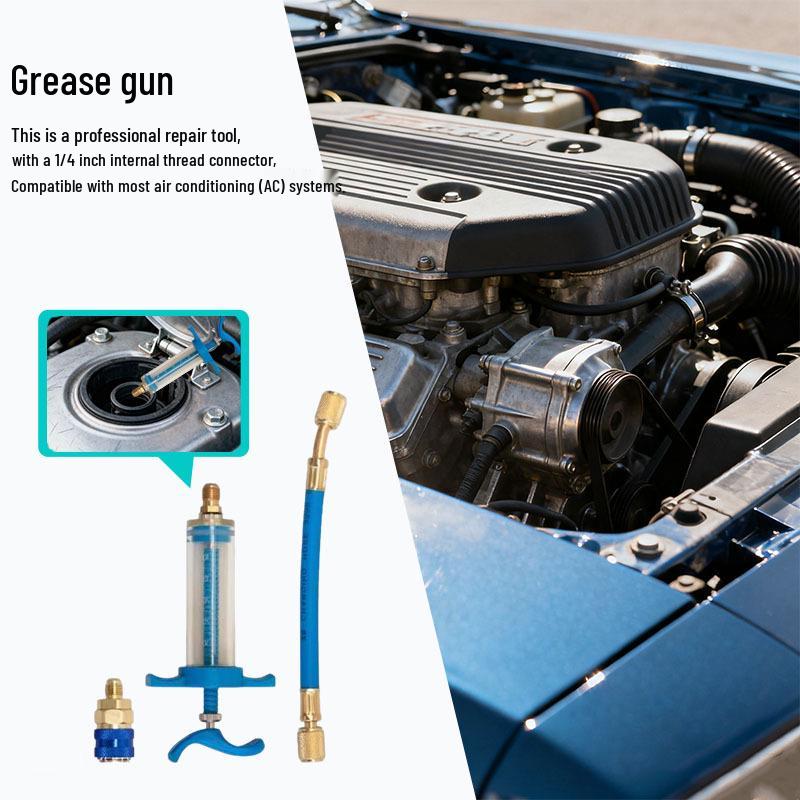 Car AC Oil & Dye Injector Tool, 1 oz, 1/4" Refrigerant Charging