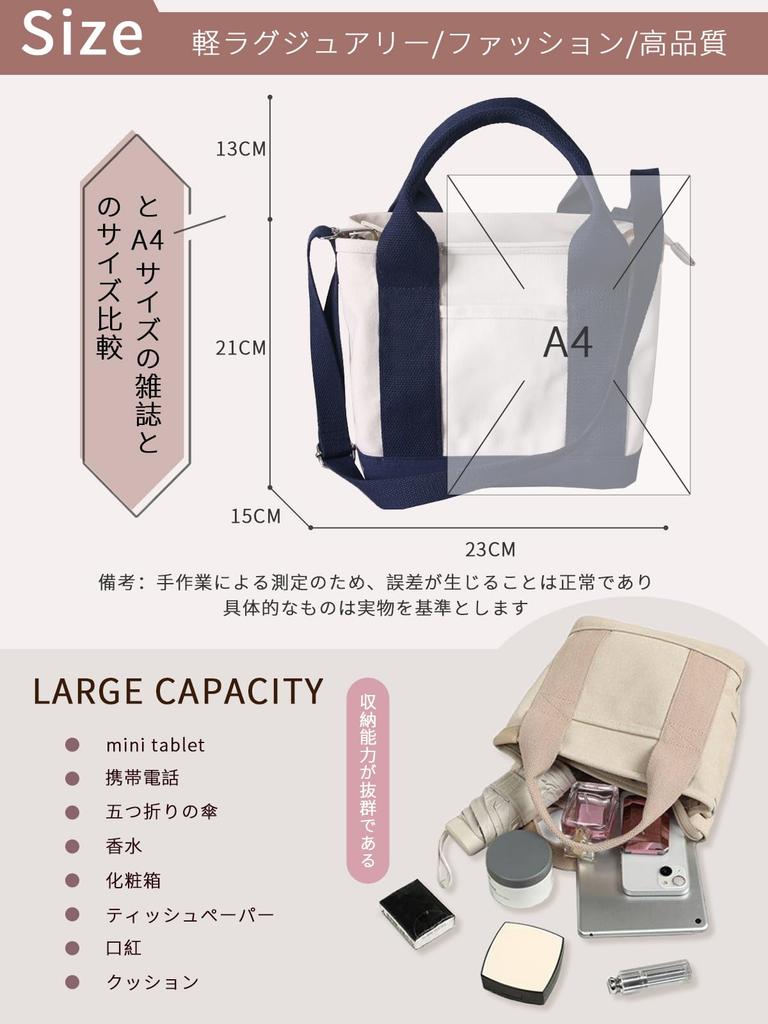 Mini Tote Bag with Shoulder Canvas Tote Mini Lots of Canvas 3 Lunch Divided Divided [MRSXXNTY] Strap, Bag, Tote, Pockets, Women's Tote, Dividers,