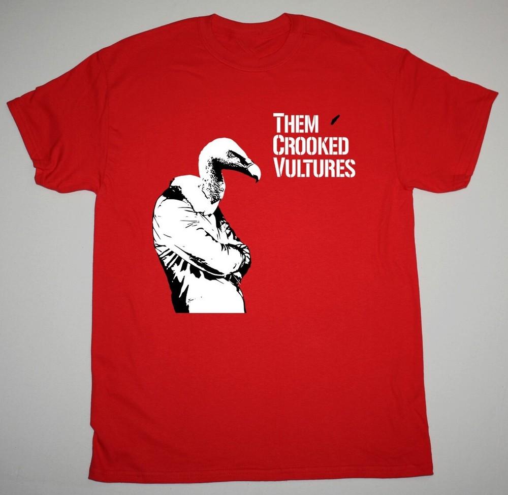 Новый Альбом Them Crooked Vultures Футболка Группы Классическая Красная Унисекс S-5XL Унисекс Футболка S