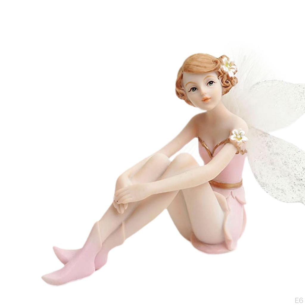 Figure Figurine Creative Desktop Ornament Resin Hand Painted Sculpture Girl Statue for House