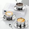 Stainless Steel Cup 1-piece Set Milan Coffee Cup Suit with Spoon Tray High Quality Stainless Steel Cups Set with Teapot