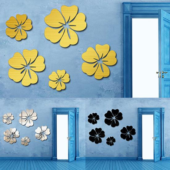 

3D Зеркало Цветочный Цветок DIY Съемная Наклейка На Стену Дома серебряный