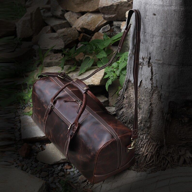 Handmade Leather Sports Duffle Mens Leather Travel Duffel Bag Overnight Bag Weekender Carry on Cabin Bag Christmas Gift Leather Duffel Bag