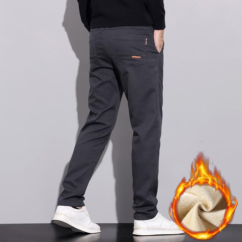 6 typů kávy Černá Šedá Podzimní a zimní Pánské kalhoty s fleecem/Běžné Volitelné Slim fit Rovná nohavice High-end Ležérní kalhoty pro mírně pokročilé