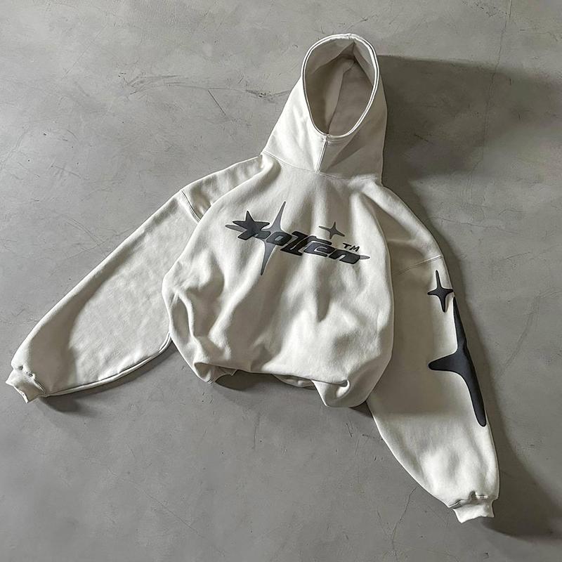 

RogueWave Хип-хоп Уличная Пара Толстовка Принт Толстовка с Капюшоном Свободная Повседневная Худи Прилив Мужская Женская Одежда XL бежевый