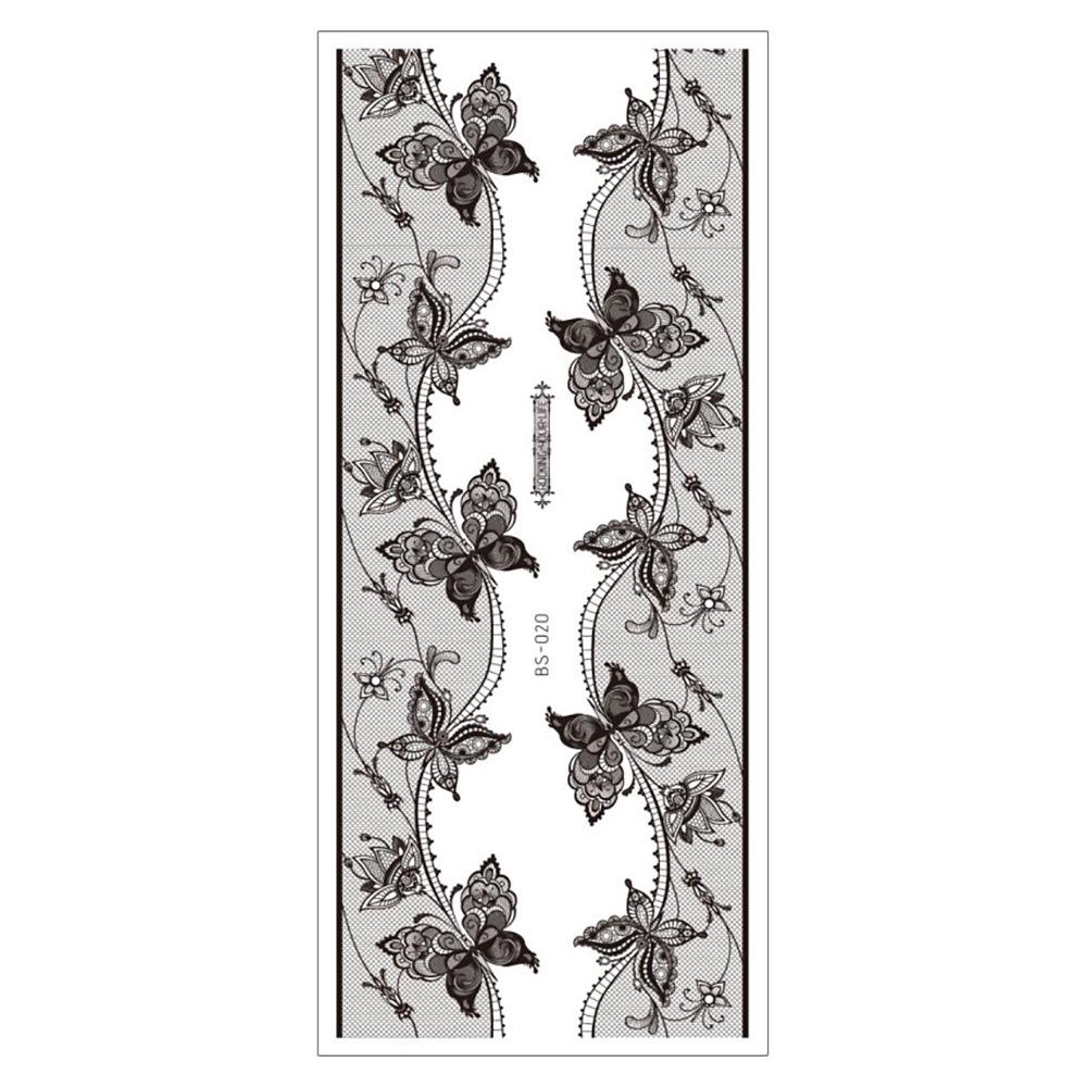 Waterproof Black Lace Thigh Garter Henna Temporary Tattoo Stickers