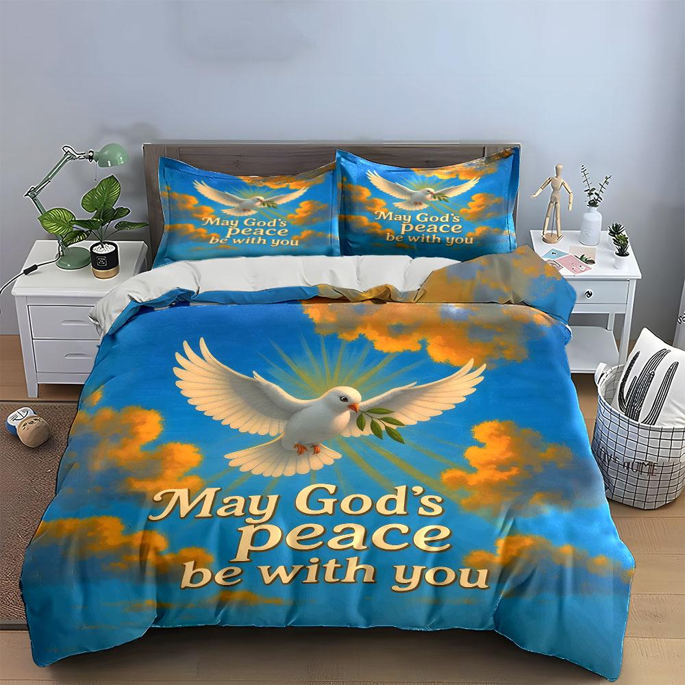 Peaceful Dove Symbol Gift Set Kid'S And Adults' Bedroom Decor, Exquisite Three-Piece Bedding Set Gift