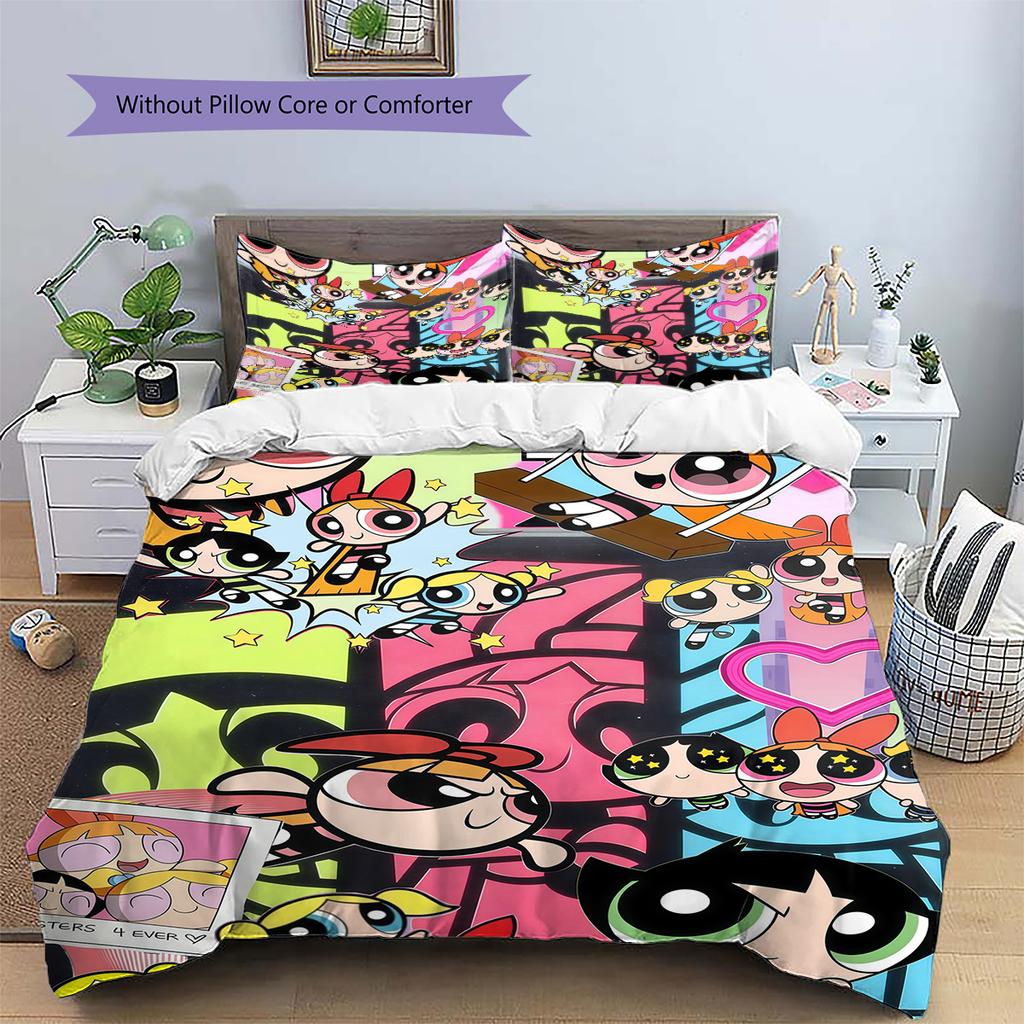 Powerpuff Girls Cute Duvet Cover & Pillowcases, Powerpuff Girls Fan Bedding, Great Gift.chl