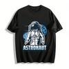 Vintage Astronaut Academy Print Tee Space Exploration Casual Top Pure Cotton T-shirt