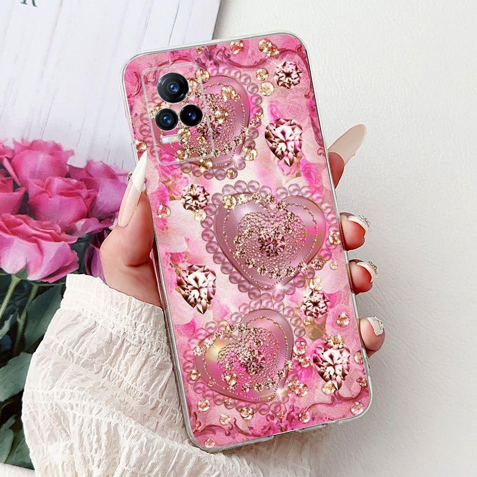 For Vivo V21e V2061 / V21 4G 5G V2050 V2066 Phone Case VivoV21e V 21 4G Elegant Floral Cat Printing Soft Silicone TPU Cases